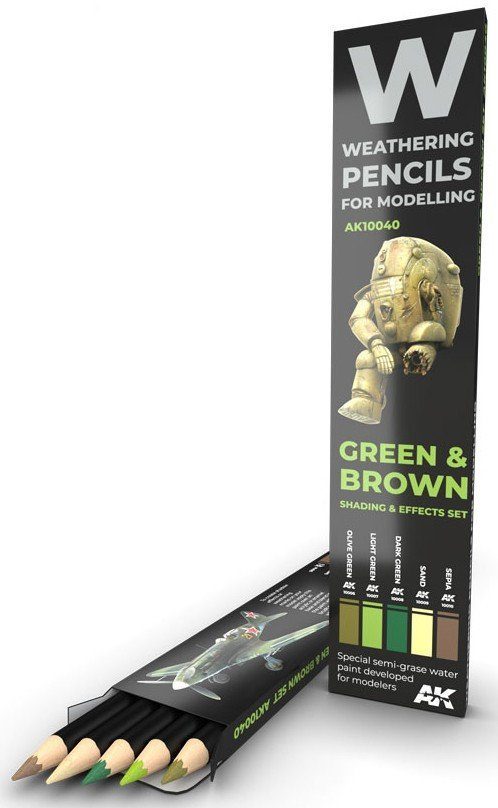 AK10040 WATERCOLOR PENCIL SET GREEN AND BROWN CAMOUFLAGES AK INTERACTIVE