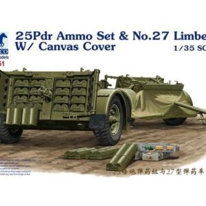 CBA3551 1/35 SET munizioni da 25pdr e carrellino con telo No.27 Bronco Models