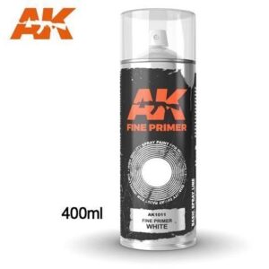 AK1011 Fine Primer White Spray 400ml (Includes 2 nozzles) AK INTERACTIVE