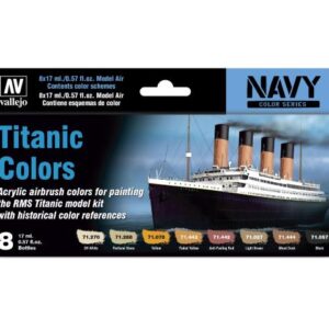 AV71646 Vallejo Air Color SET Titanic Colors- 8 colori acrilici 17 ml