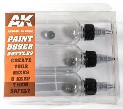 AK-9048 FLACONI DOSATORE VERNICE Paint Doser Bottles 3x100 ml AK INTERACTIVE