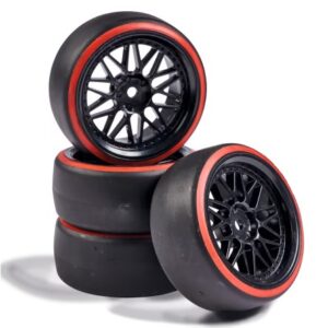 500900157 Set di ruote Drift 1:10 (4) nero/rosso Carson