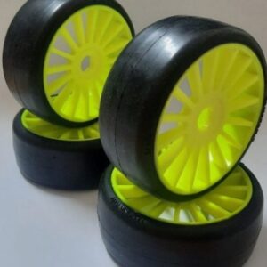 SPSL050 Treno gomme SP Racing 1/8 GT Slick mescola Super Soft su cerchio Giallo 4 PZ